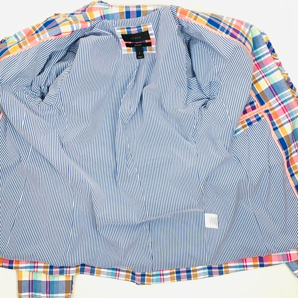 J Crew Women Size 2 Regent Blazer Pastel Plaid Ruffle Lined One Button Preppy - Picture 8 of 15